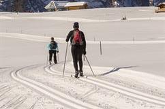 Couple Cross Country Skiing